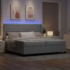vidaXL Cama Box Spring LED con colch&oacute;n Gris Claro 200 x 200 cm tela
