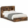 vidaXL Estructura de cama con almacenamiento con caj&oacute;n Roble Ahumado