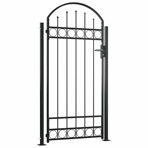 vidaXL Puerta de valla ASSEN con arco superior y 2 postes, 105 x 170 cm, negro