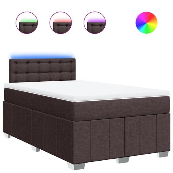vidaXL Cama box spring con colch&oacute;n tela marr&oacute;n oscuro 120x190 cm