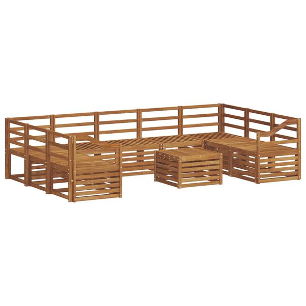 vidaXL Juegos de sof&aacute;s 10 pcs Natural Madera de Acacia S&oacute;lida