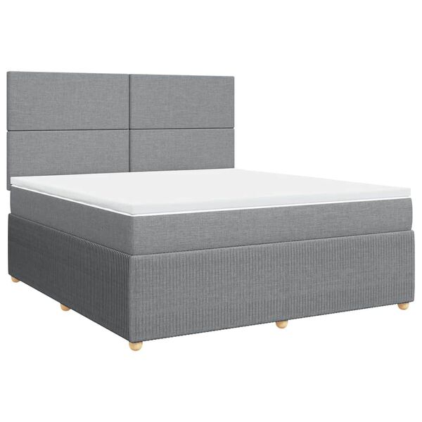 vidaXL Cama box spring con colch&oacute;n tela gris claro 180x200 cm