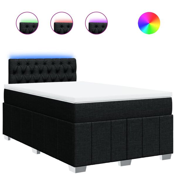 vidaXL Cama box spring con colch&oacute;n tela negro 120x190 cm