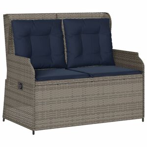 vidaXL Banco de jard&iacute;n reclinable con cojines, polirat&aacute;n gris