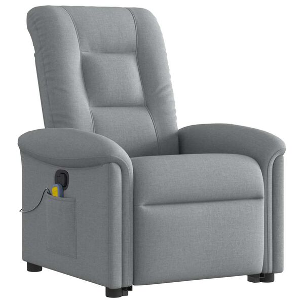 vidaXL Sill&oacute;n de masaje reclinable de pie de tela gris claro