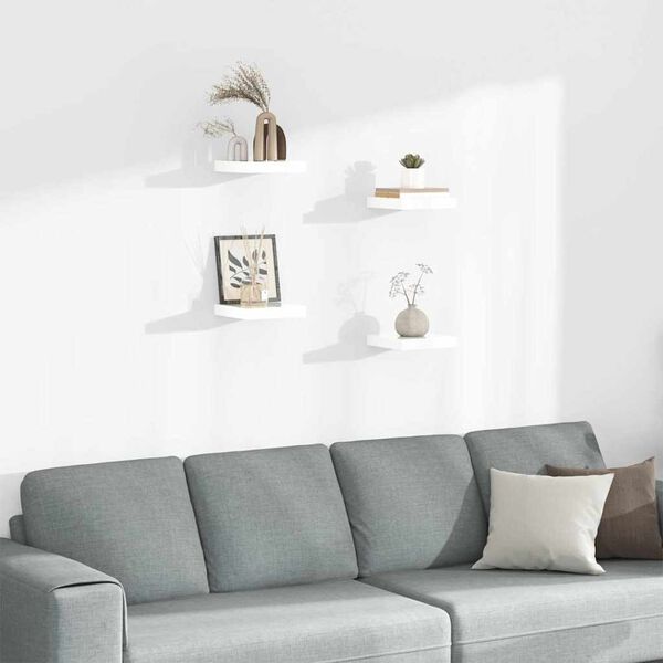vidaXL Estante flotante de pared 4 uds MDF blanco brillo 23x23,5x3,8cm