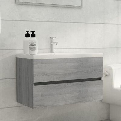 vidaXL Mueble de lavabo madera contrachapada gris Sonoma 80x38,5x45cm
