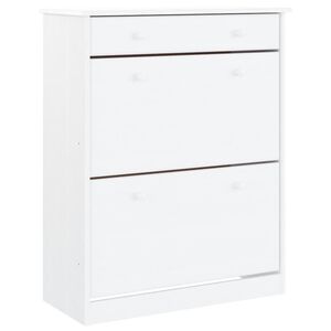 vidaXL Mueble zapatero ALTA madera maciza de pino blanco 77x35x96 cm