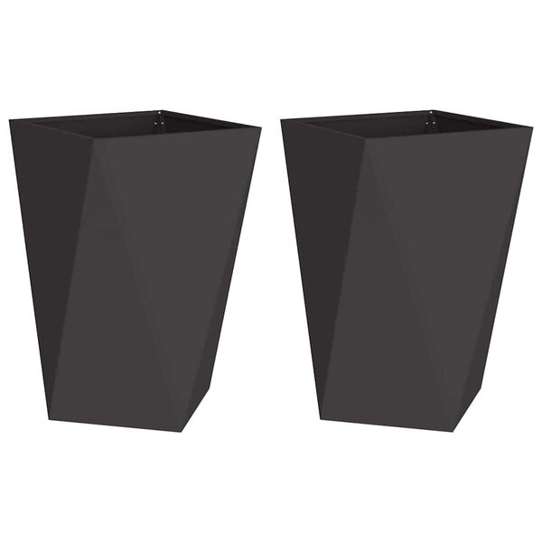 vidaXL Jardinera 2 pcs Negro 50 x 50 x 75 cm Acero