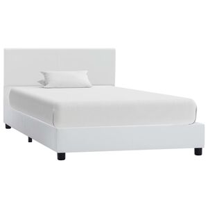 vidaXL Estructura de cama sin colch&oacute;n cuero sint&eacute;tico blanco 90x200 cm
