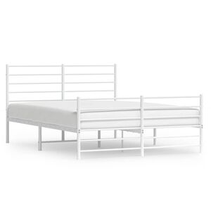 vidaXL Estructura cama sin colch&oacute;n con estribo metal blanco 140x200 cm