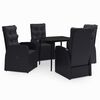 vidaXL Juego de comedor de jard&iacute;n 5 piezas con cojines negro
