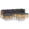 vidaXL Set de muebles de jard&iacute;n 7 piezas bamb&uacute; con cojines gris oscuro