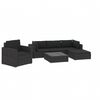 vidaXL Set muebles de jard&iacute;n 6 piezas y cojines rat&aacute;n sint&eacute;tico negro