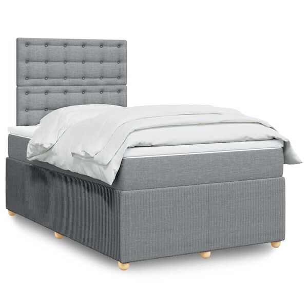 vidaXL Cama box spring con colch&oacute;n tela gris claro 120x200 cm