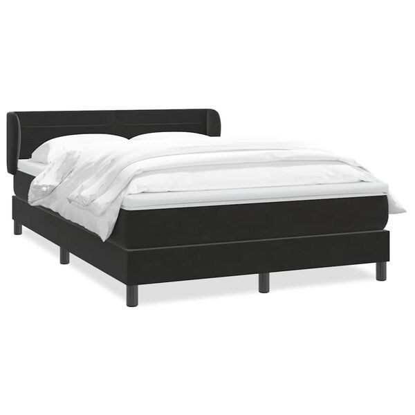 vidaXL Cama box spring con colch&oacute;n terciopelo negro 160x210 cm