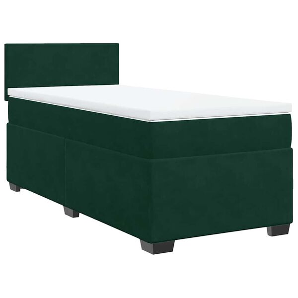 vidaXL Cama box spring con colch&oacute;n terciopelo verde oscuro 90x190 cm