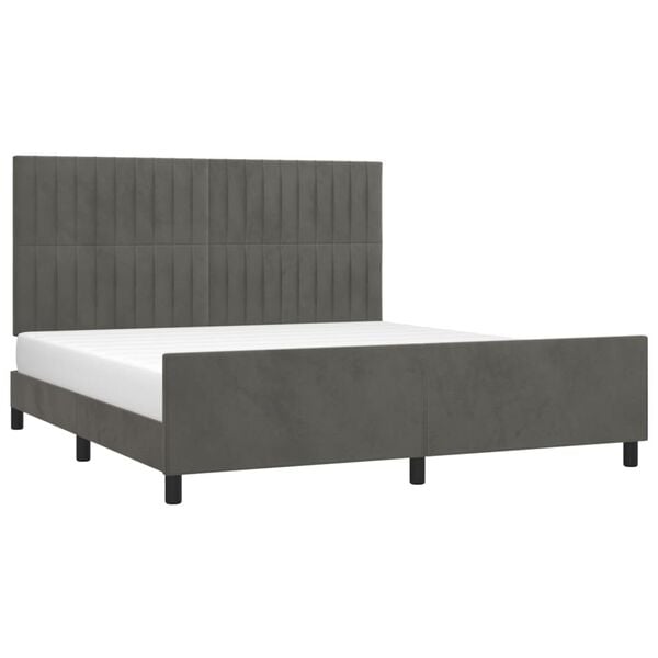 vidaXL Estructura de cama sin colch&oacute;n terciopelo gris oscuro 160x200cm