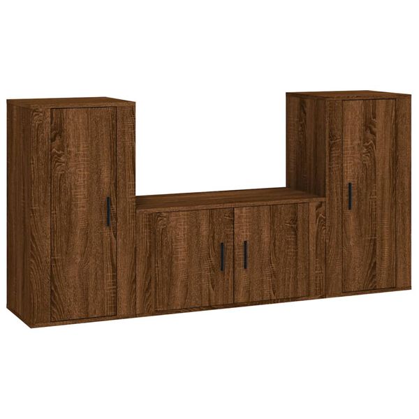 vidaXL Set de muebles para TV 3 pzas madera contrachapada roble marr&oacute;n