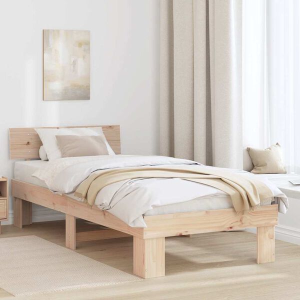 vidaXL Estructura de cama Natural 90 x 200 cm Madera de pino macizo