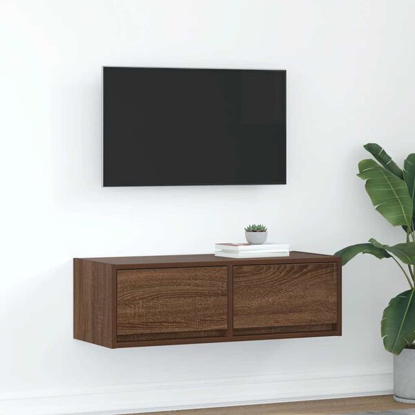 vidaXL Mueble de TV madera contrachapada roble marr&oacute;n 80x31x25,5 cm