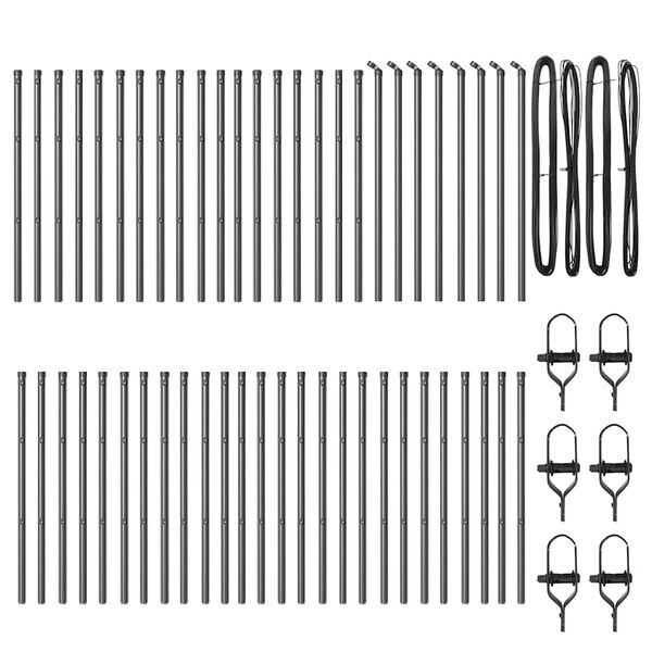 vidaXL Poste de cerca Otro 52 pcs Gris 3,2 x 3,2 x 120 cm Acero