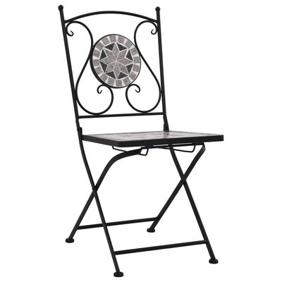 vidaXL Set de mesa y sillas de bistró 3 pzas con mosaico cerámica gris