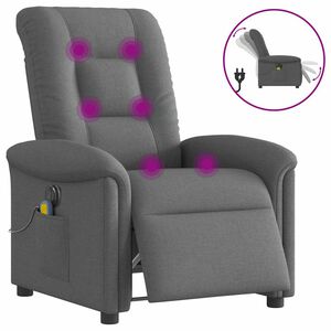 vidaXL Sill&oacute;n reclinable de masaje el&eacute;ctrico tela gris oscuro