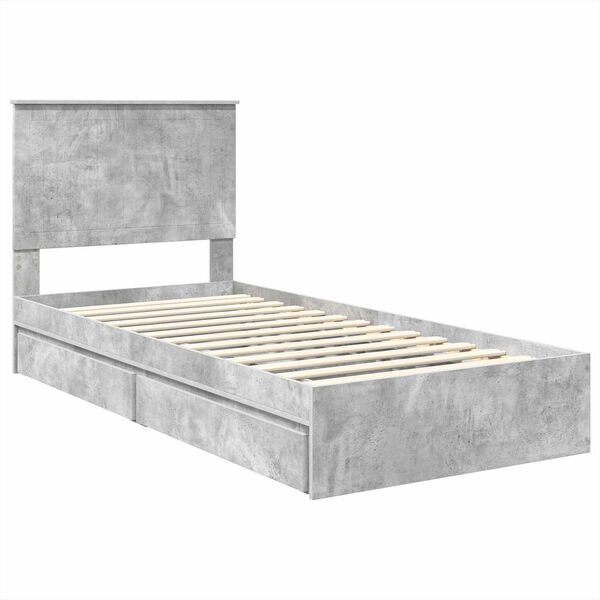 vidaXL Cama con almacenamiento con cabecera Gris Concreto 90 x 200 cm