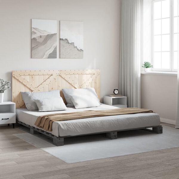 vidaXL Estructura de cama con cabecero madera de pino gris 200x200cm