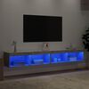 vidaXL Muebles de TV con luces LED 2 uds gris hormig&oacute;n 100x30x30 cm
