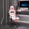 vidaXL Silla gaming con reposapiés cuero sintético blanco y rosa