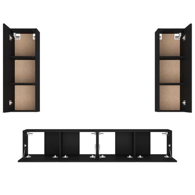 vidaXL Set de muebles para TV 4 piezas madera contrachapada negro