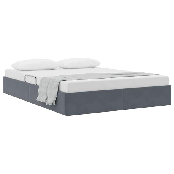 vidaXL Cama con almacenamiento Gris oscuro 135 x 190 cm Terciopelo