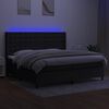 vidaXL Cama box spring colch&oacute;n y luces LED tela negro 200x200 cm