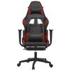 vidaXL Silla gaming con reposapiés cuero sintético negro rojo tinto