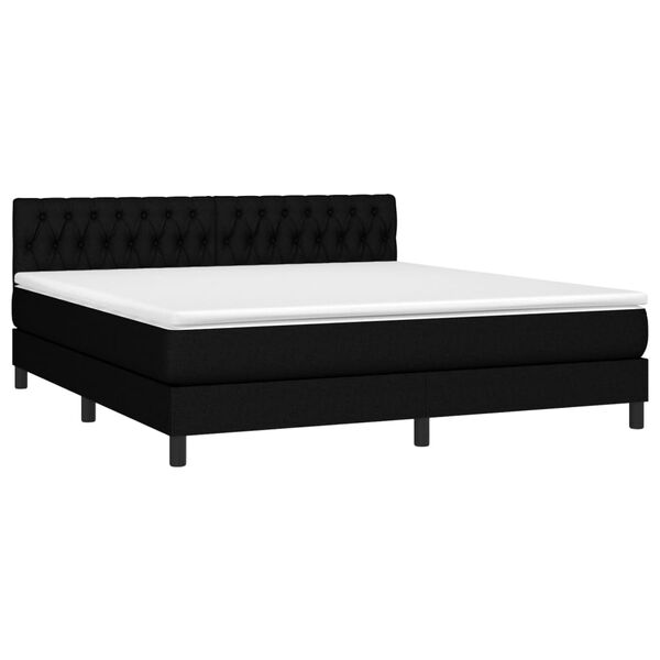 vidaXL Cama box spring con colch&oacute;n tela negro 180x200 cm