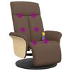 vidaXL Sill&oacute;n reclinable de masaje con reposapi&eacute;s tela marr&oacute;n