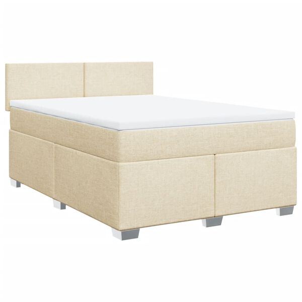 vidaXL Cama box spring con colch&oacute;n tela color crema 160x200 cm