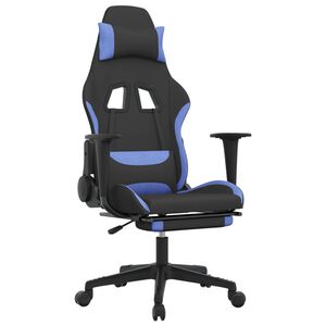 vidaXL Silla gaming con reposapi&eacute;s tela negro y azul