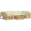 vidaXL Conjunto de sof&aacute;s de exterior 7 uds. Blanco y Crema Poli&eacute;ster