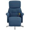 vidaXL Sill&oacute;n reclinable de masaje con reposapi&eacute;s tela azul