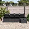 vidaXL Conjunto de sof&aacute; de jard&iacute;n con coj&iacute;n 5 pcs Negro Polirat&aacute;n