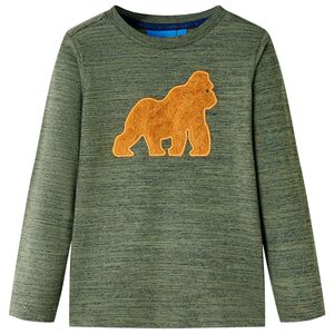 vidaXL Camiseta infantil de manga larga caqui melange 104