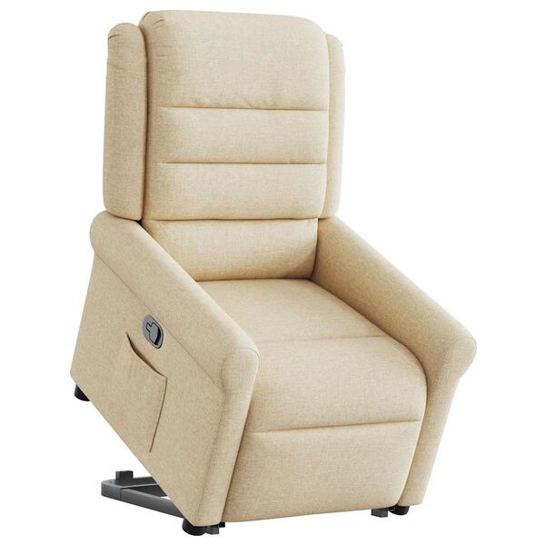 vidaXL Sill&oacute;n reclinable elevable de tela color crema
