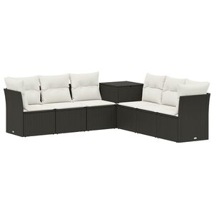 vidaXL Juego de Sof&aacute; 7 uds. Negro y Blanco Crema