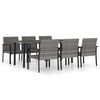 vidaXL Juego de comedor para jard&iacute;n 7 piezas rat&aacute;n sint&eacute;tico gris