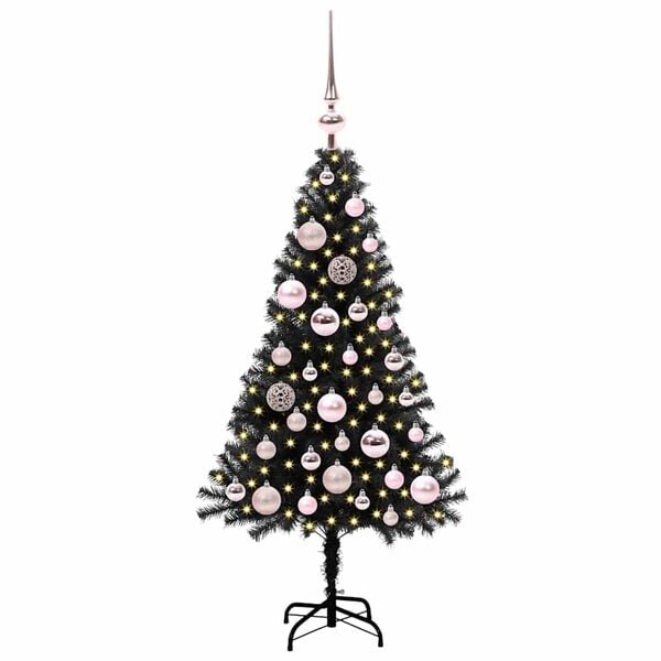 vidaXL &Aacute;rbol de Navidad con 150 LED con soporte Negro 120 cm PVC