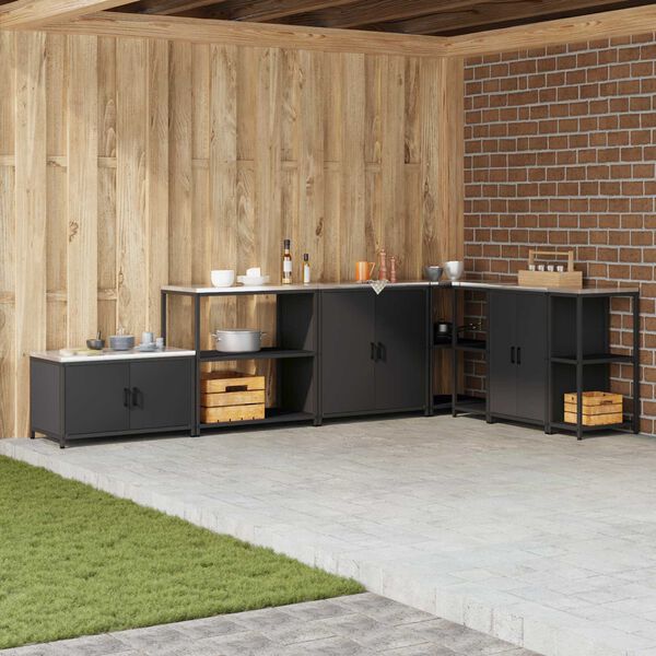 vidaXL Almacenamiento de cocina Negro 60 x 50 x 92 cm Acero