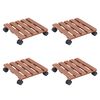 vidaXL Soportes con ruedas para plantas 4 uds marr&oacute;n WPC 30x30x7,5 cm